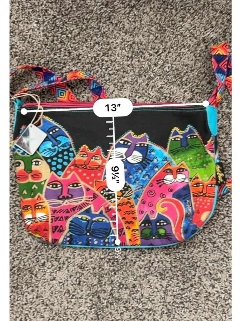 Laurel Burch Colorful Cat Crossbody Purse